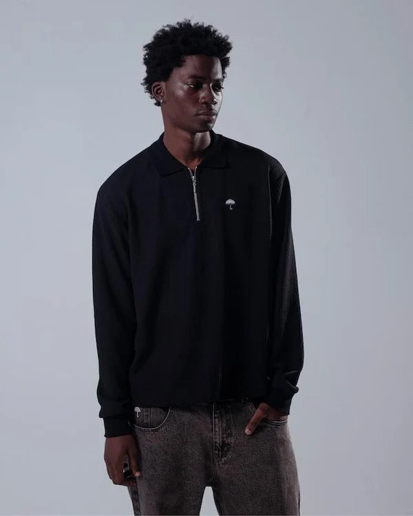 HELAS PAULO LS KNIT POLO BLACK