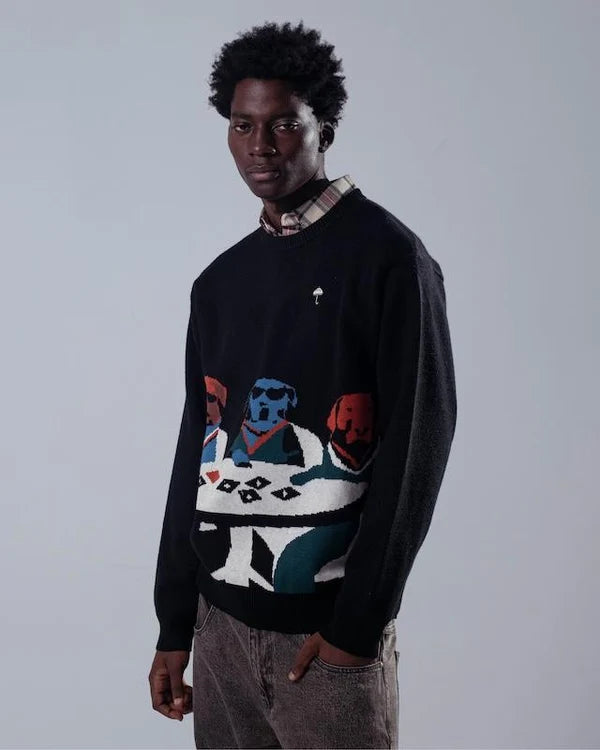 HELAS POKER DOGS CREWNECK KNIT BLACK