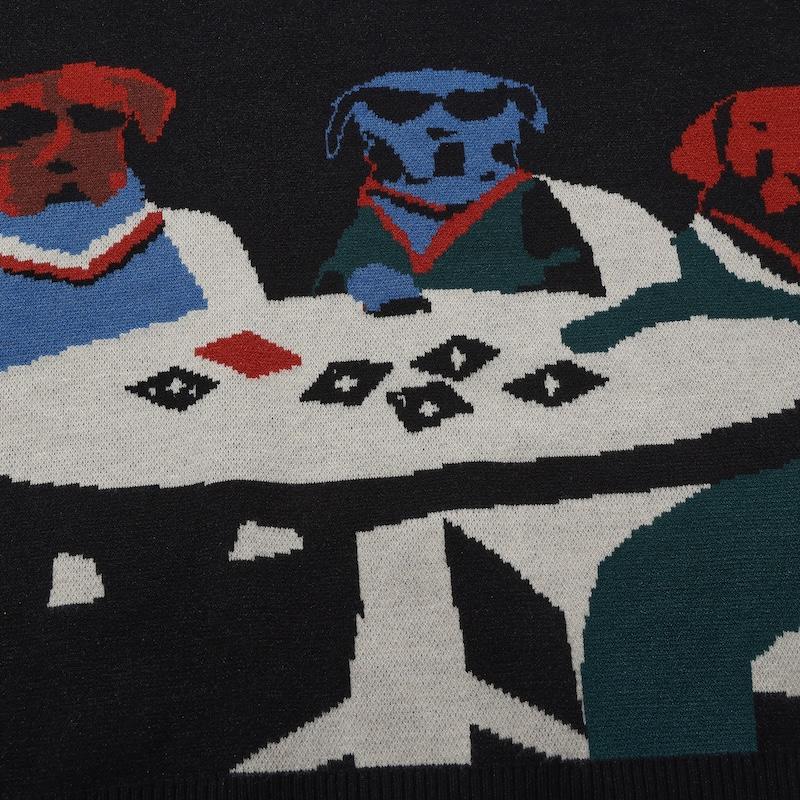HELAS POKER DOGS CREWNECK KNIT BLACK