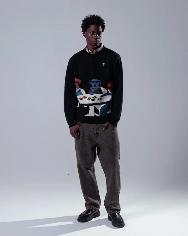 HELAS POKER DOGS CREWNECK KNIT BLACK