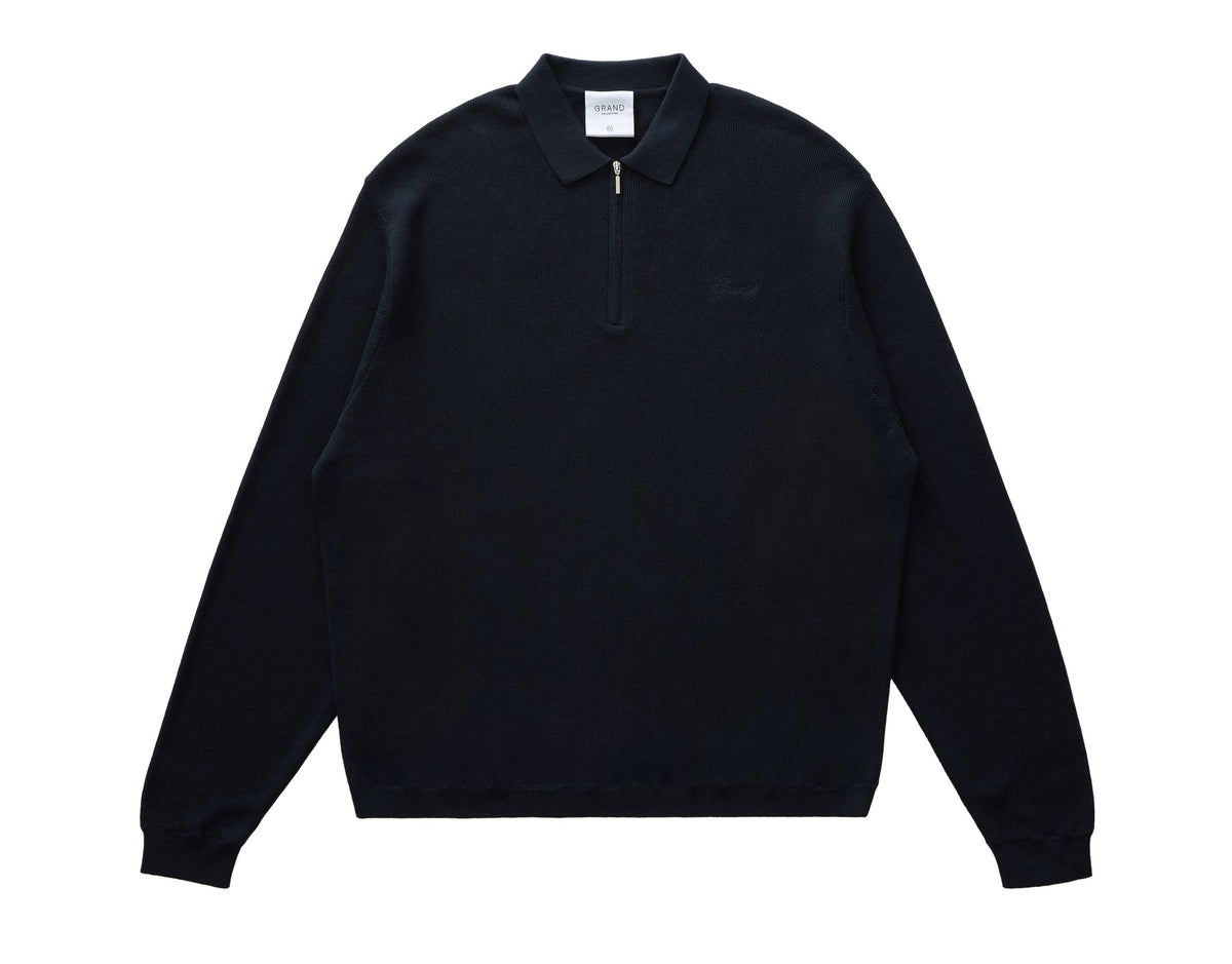 GRAND COLLECTION // KNIT // QUARTER ZIP KNIT NAVY