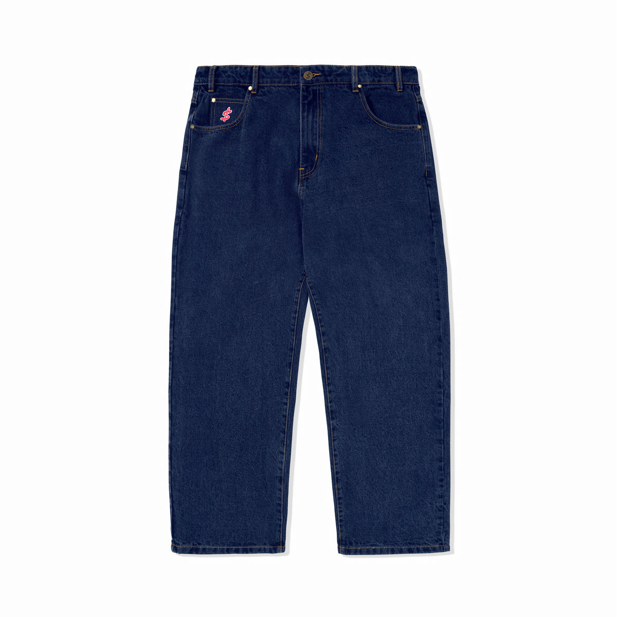 CASH ONLY // LOGO BAGGY DENIM JEANS // RAW INDIGO