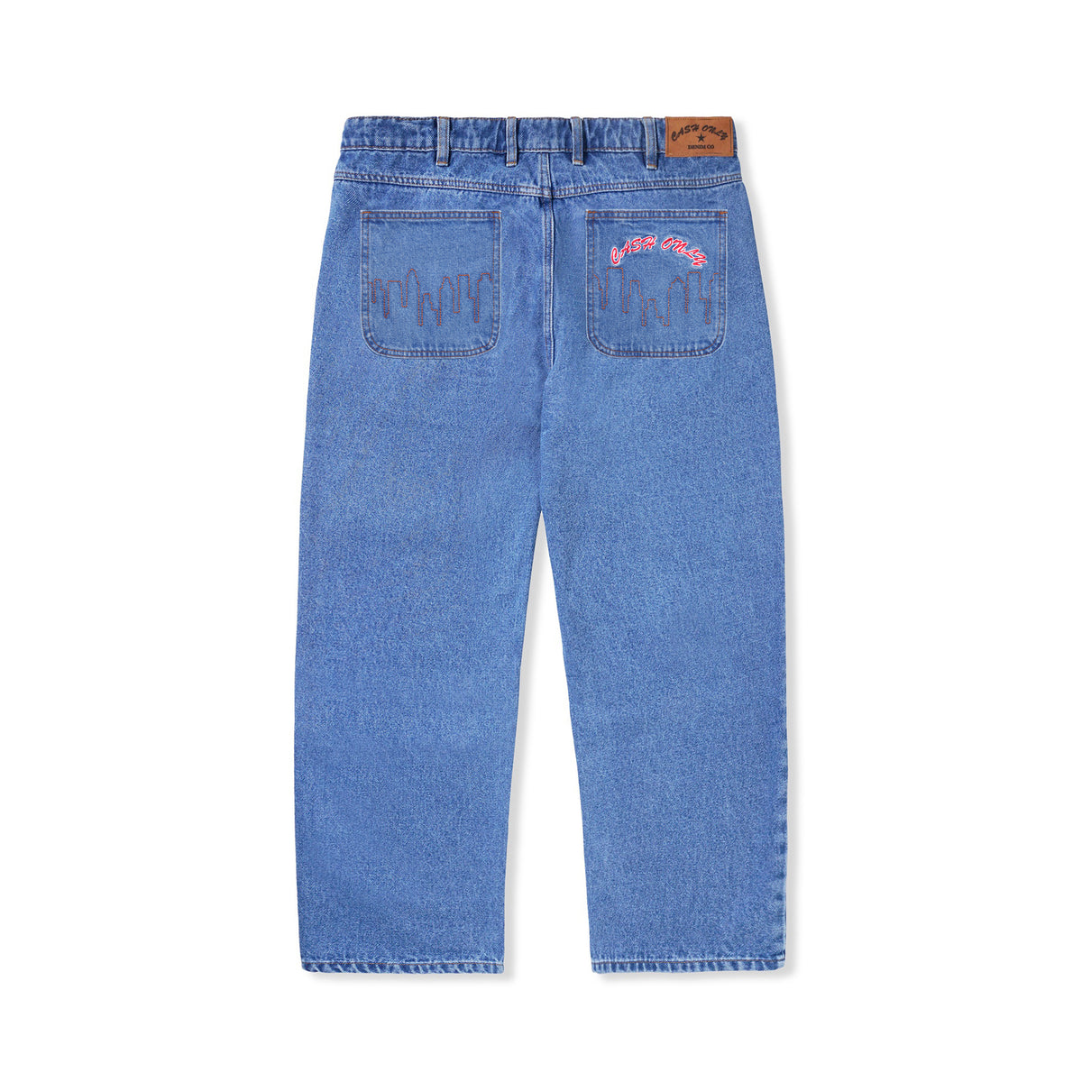CASH ONLY // LOGO BAGGY DENIM JEANS // WASHED INDIGO