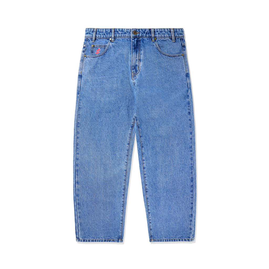 CASH ONLY // LOGO BAGGY DENIM JEANS // WASHED INDIGO