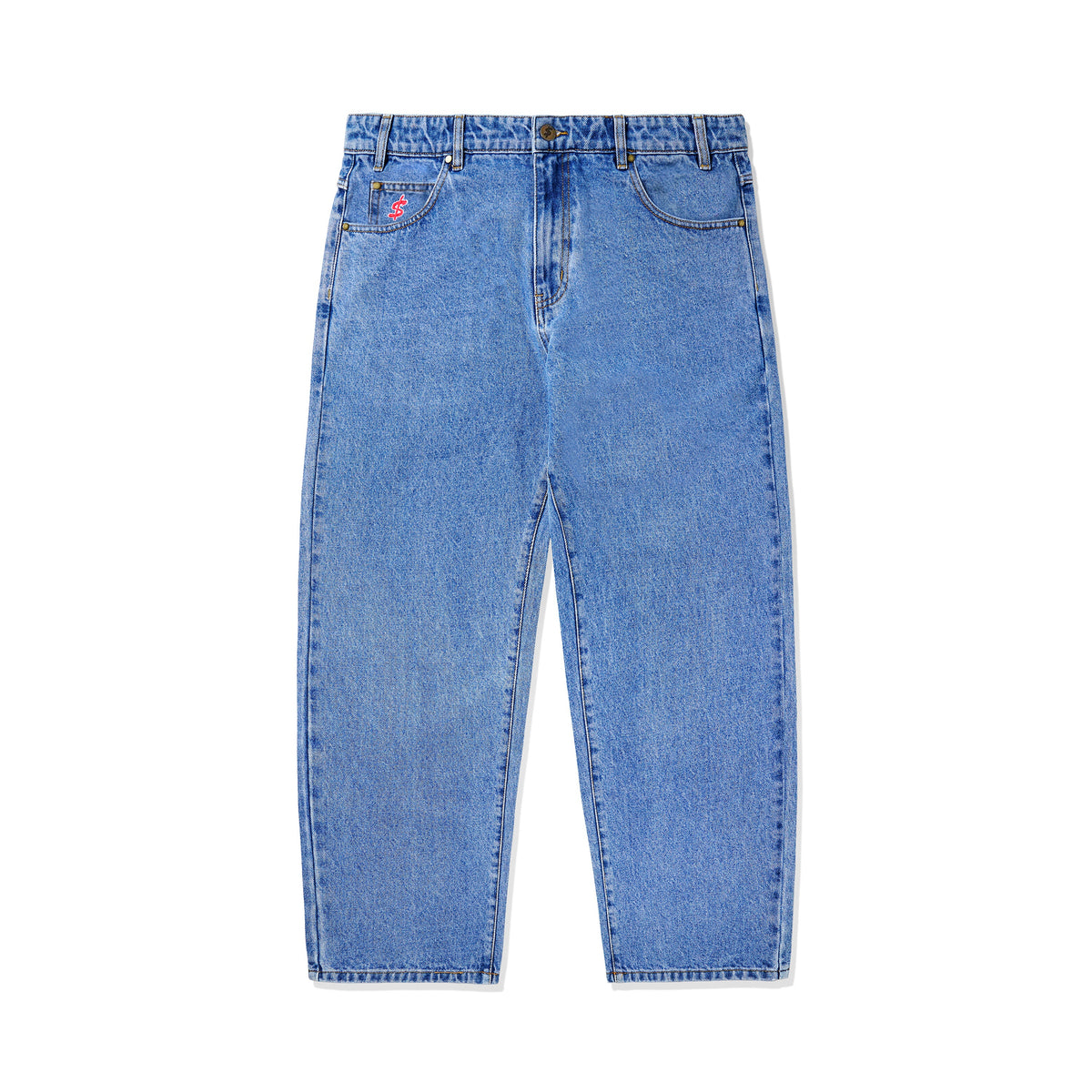 CASH ONLY // LOGO BAGGY DENIM JEANS // WASHED INDIGO