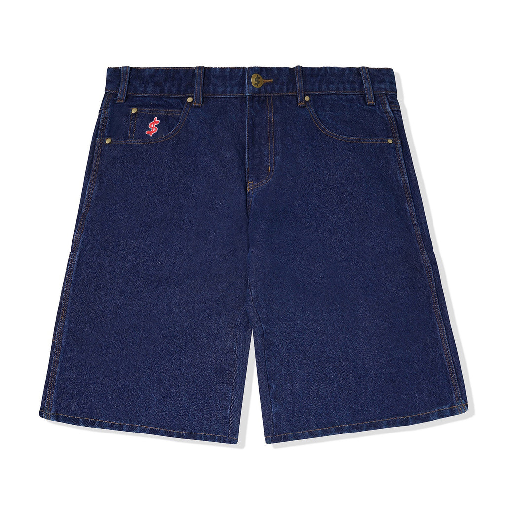 CASH ONLY // LOGO DENIM SHORTS // RAW INDIGO