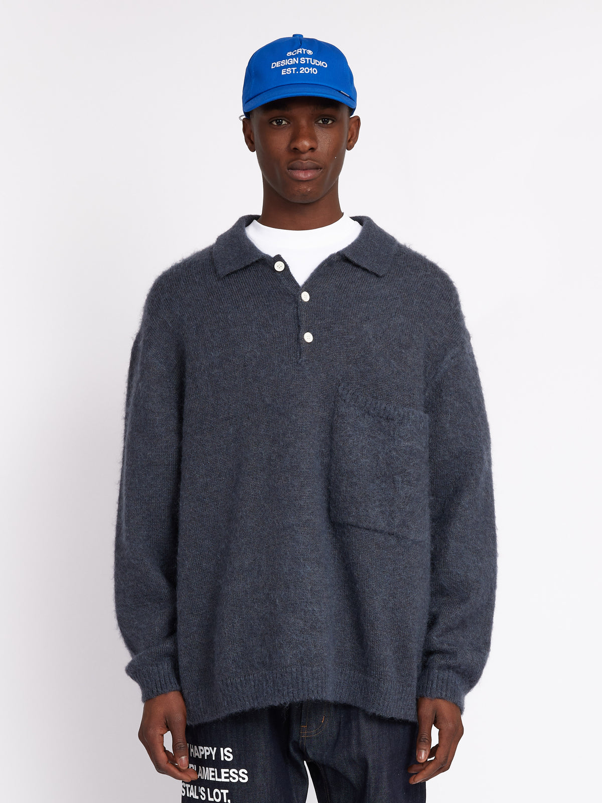 SCRT // KNIT // OVERSIZED MOHAIR KNIT SHIRT // STEEL