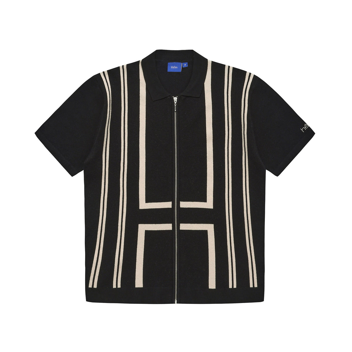 HELAS ALDO KNIT FULL ZIP POLO BLACK