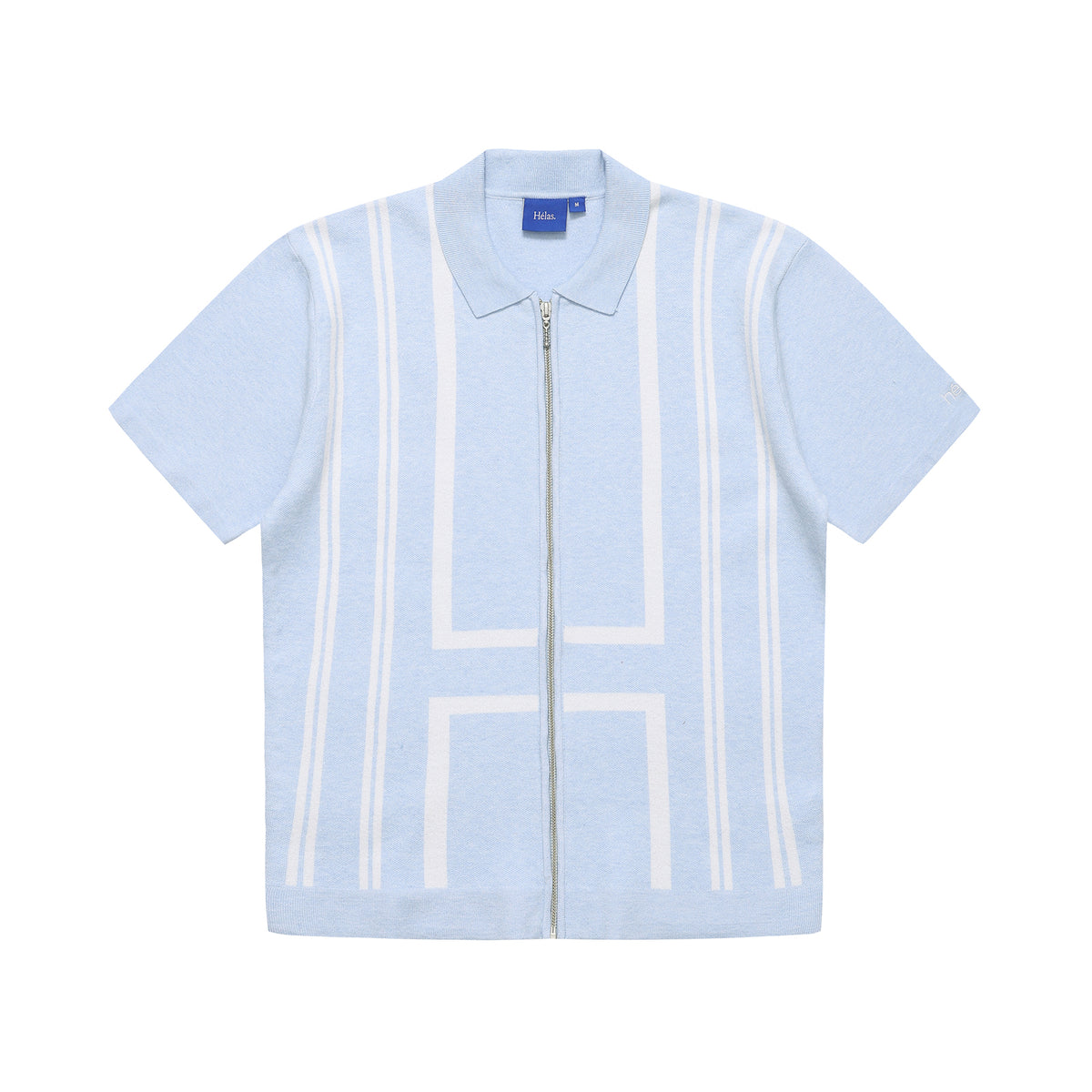 HELAS ALDO KNIT FULL ZIP POLO LIGHT BLUE