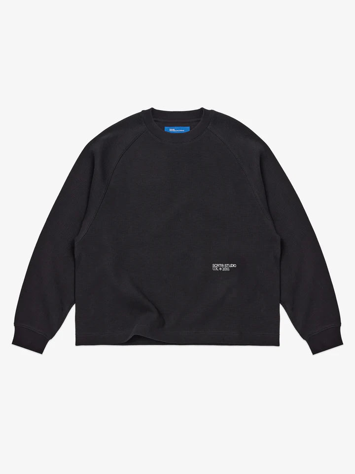 SCRT // SUPER HEAVY WAFFLE SWEAT // BLACK