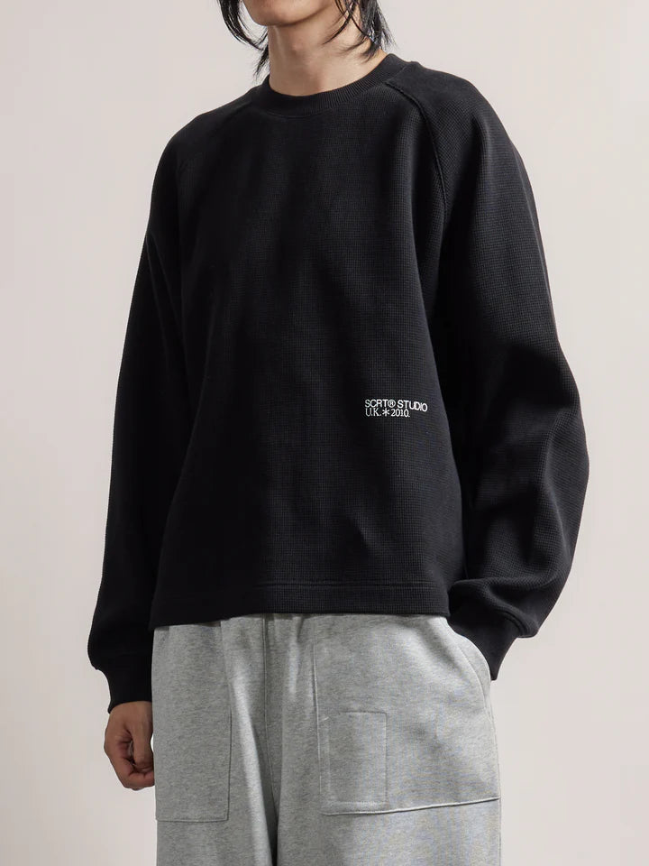 SCRT // SUPER HEAVY WAFFLE SWEAT // BLACK