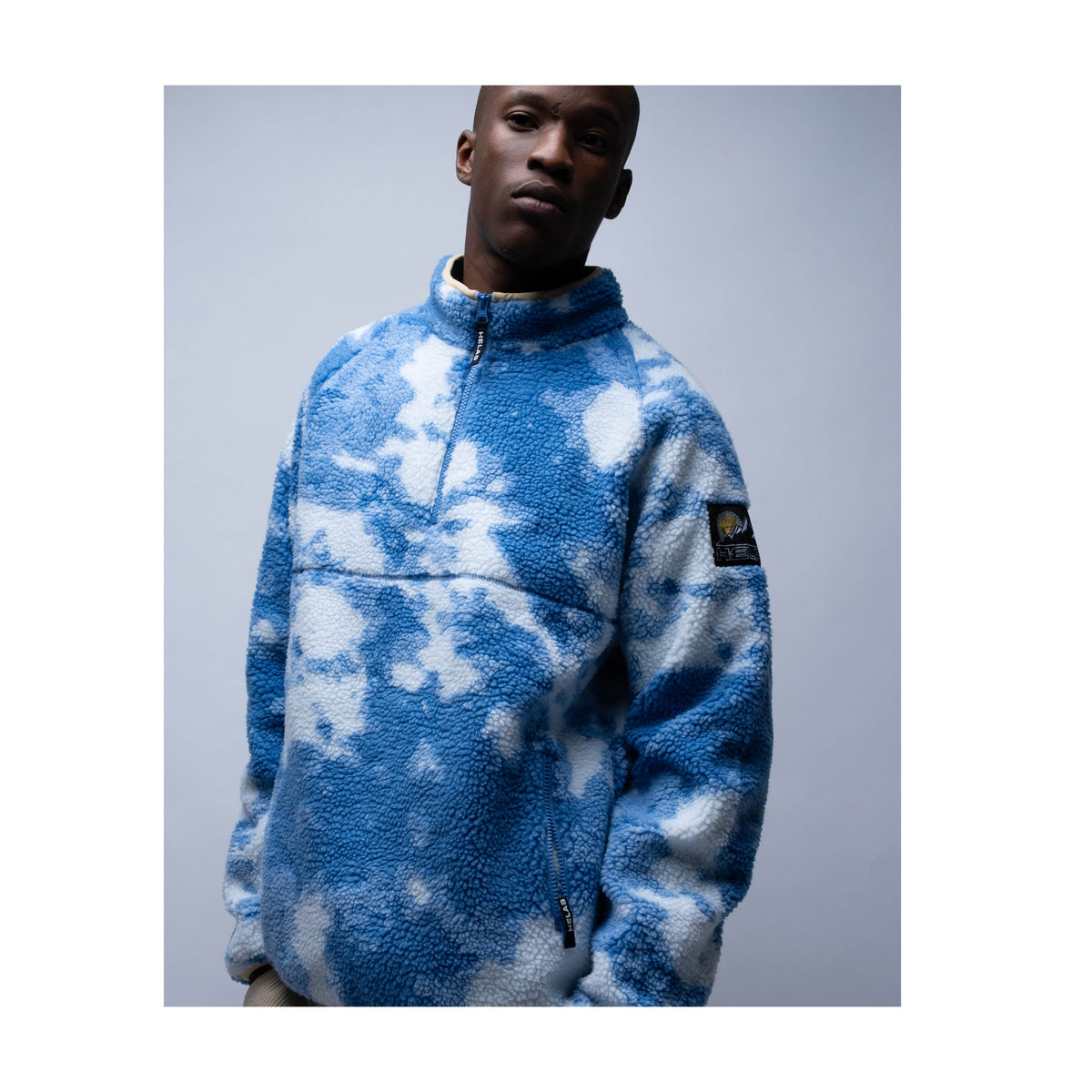HELAS // MUNDY FLEECE QUARTER ZIP JACKET // BLUE CLOUD