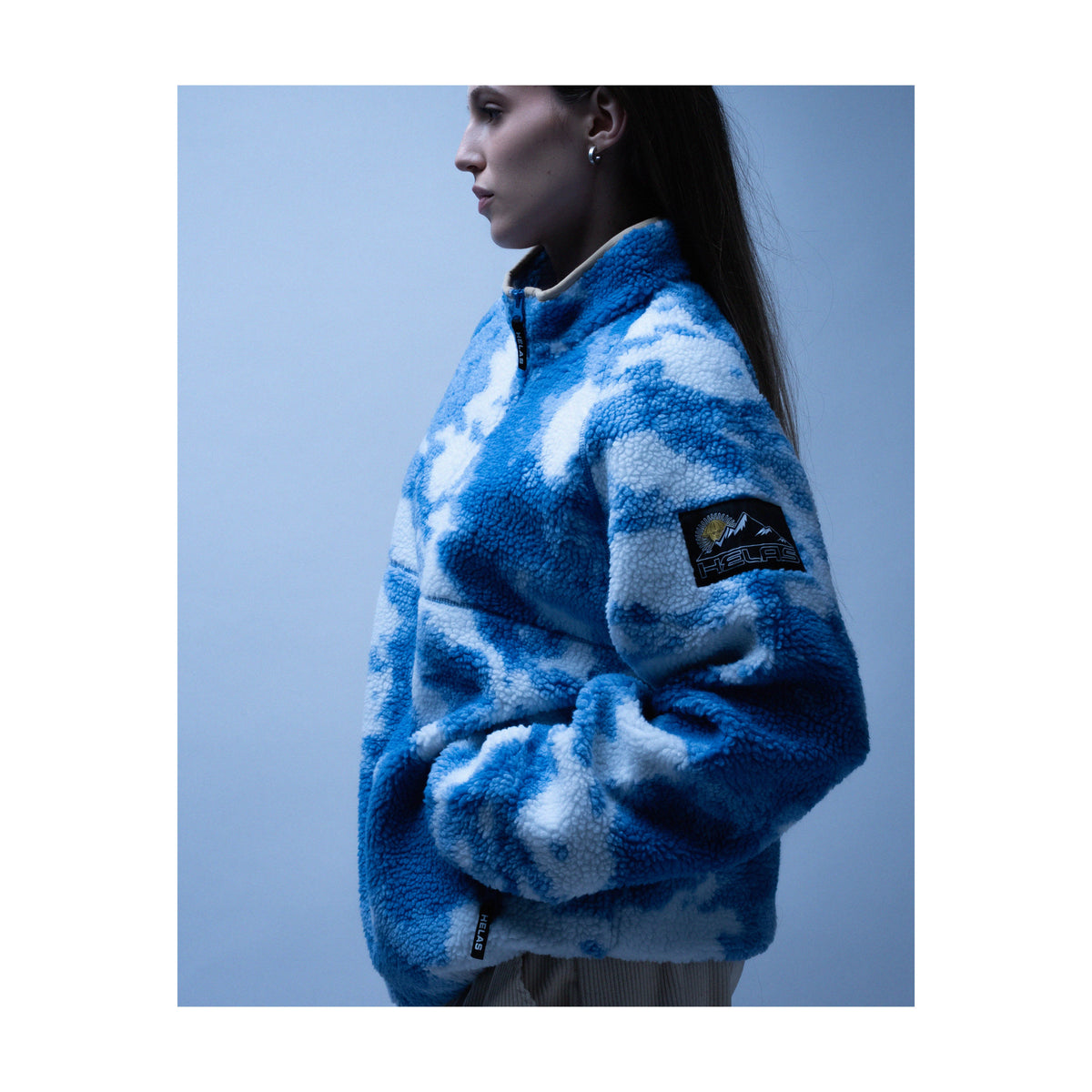 HELAS // MUNDY FLEECE QUARTER ZIP JACKET // BLUE CLOUD
