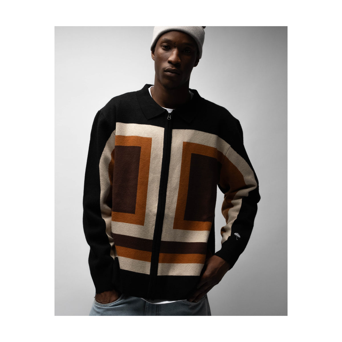 HELAS // NILE ZIPPED KNIT POLO // MULTICO