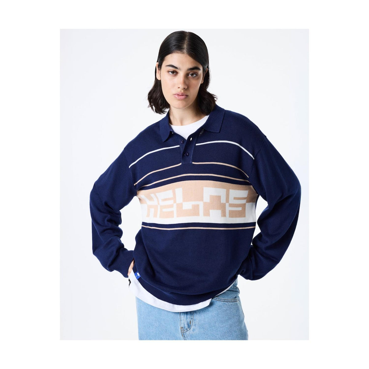 HELAS // POLO KNIT // PULO POLO LS KNIT NAVY